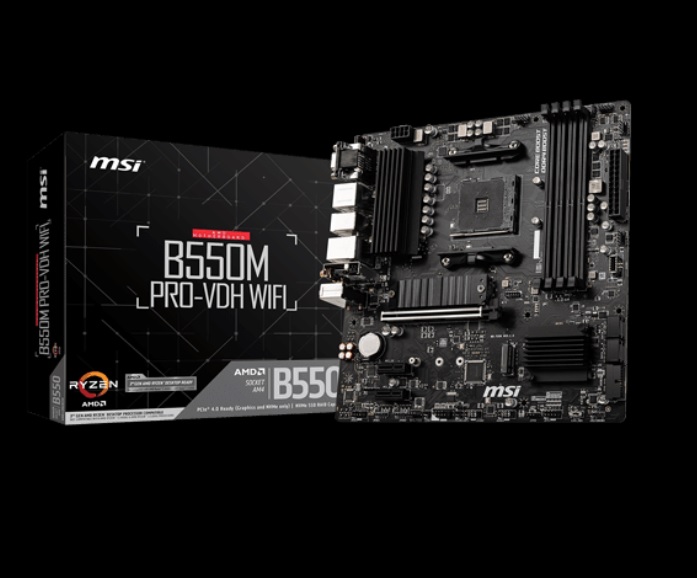  B550 m-ATX Motherboard: AM4 Socket For AMD Ryzen 3000/4000/5000 Series Processors<br>4x DDR4, 4x SATA 6Gb/s, PCIE4.0, 1x M.2 Gen4 + 1x M.2 Gen3, USB 3.2, Gigabit LAN, WIFI AC, Realtek 7.1 Audio, HDMI/DP/VGA  